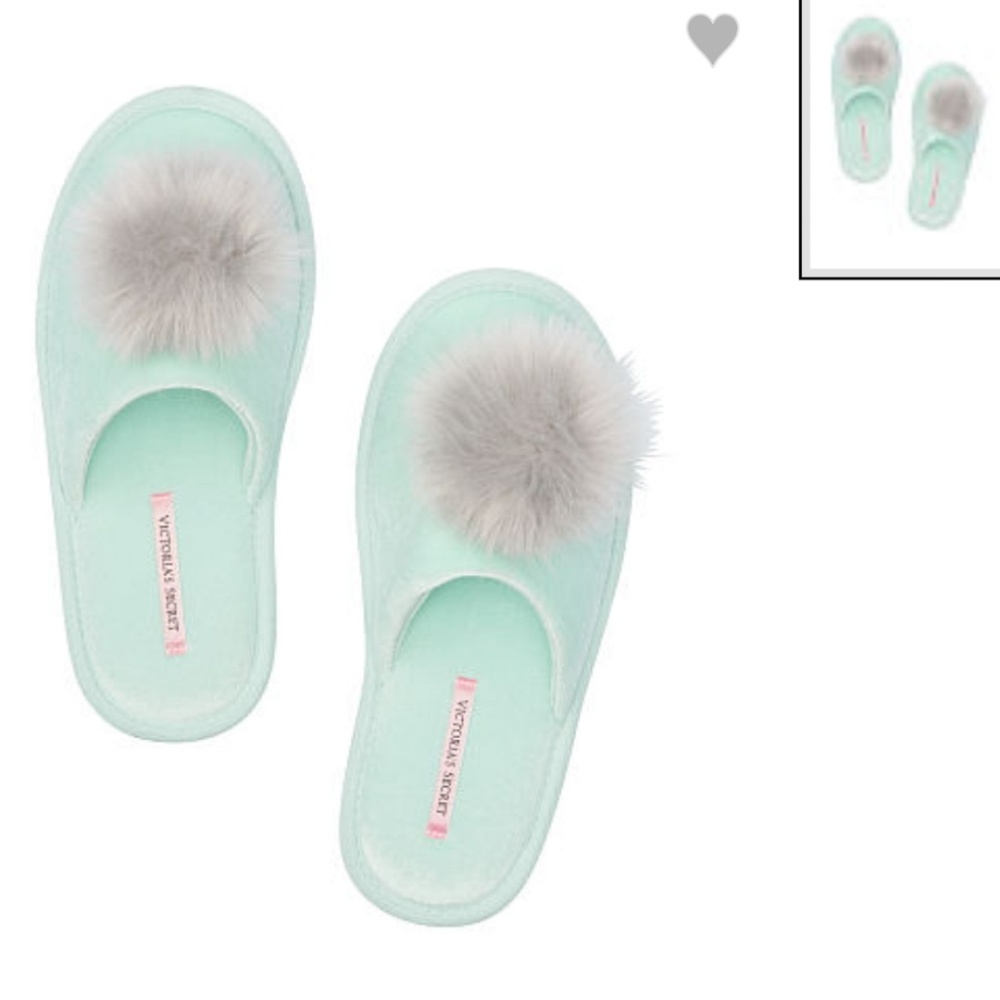 VICTORIA SECRET TEAL SLIPPERS